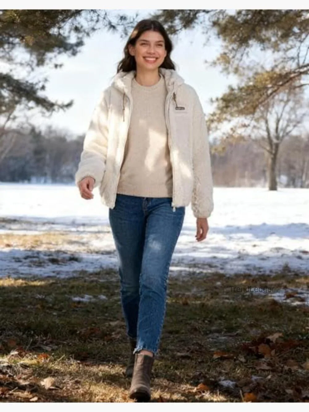Fuzzy Fleece Jacket Full Zip Up Sherpa Hoodie Lightweight Winter Coat - Picture 3 of 6